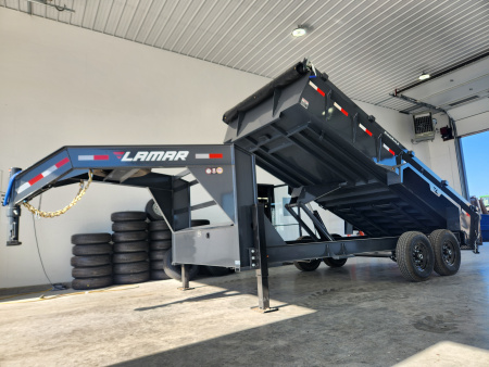New 2025 Lamar 16' Gooseneck Dump Trailer 14K