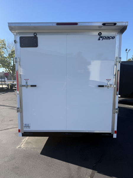 New 2025 Pace American 7x16 v-nose 7' interior UTV escape door 4 D-rings Cargo / Enclosed Trailer
