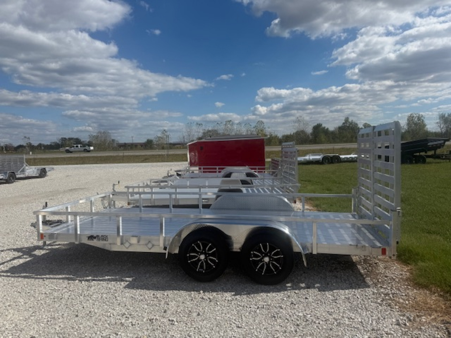New 2026 Black Rhino 7X16 AULUMINUM TANDEM AXLE w/SPLIT GATE Utility Trailer