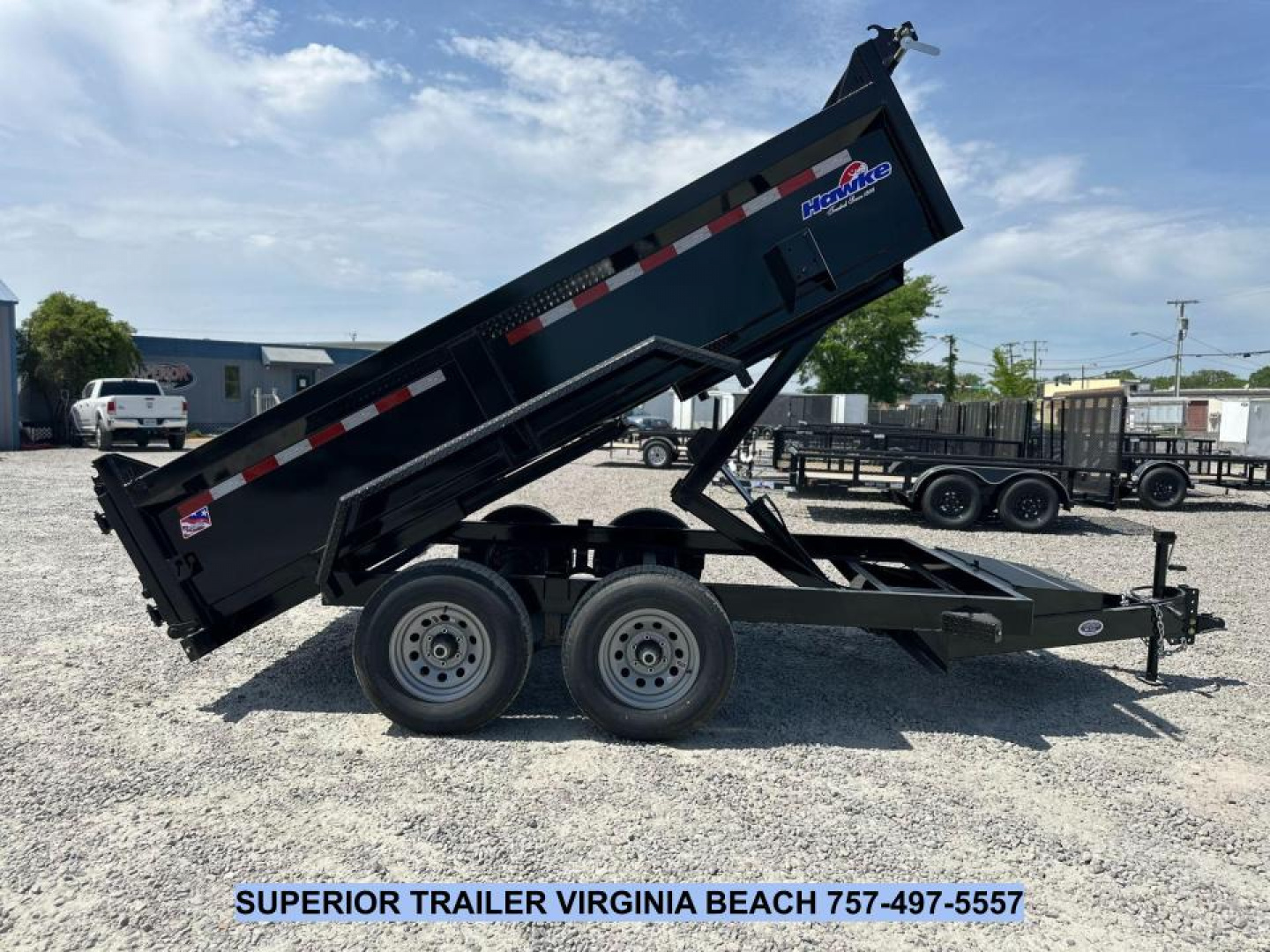 New 2026 Hawke Trailers 6X12 10K Dump w/ Spreader Gate Ramps and Tarp Dump Trailer