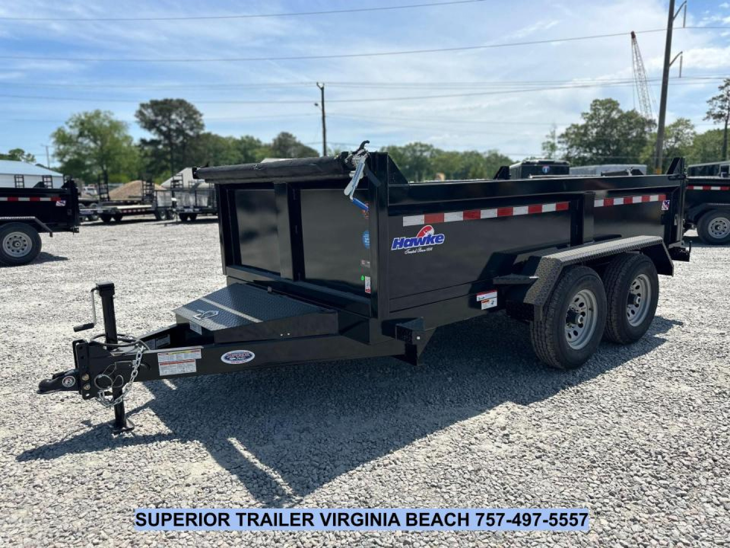 New 2026 Hawke Trailers 6X12 10K Dump w/ Spreader Gate Ramps and Tarp Dump Trailer
