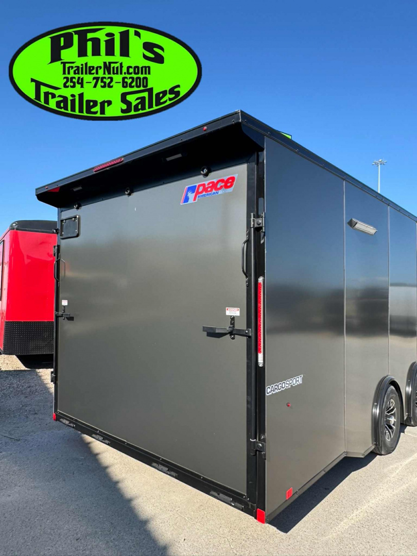 New 2025 Pace American 8.5 X24 CARGO SPORT Car / Racing Trailer ESCAPE DOOR SPREAD AXLES UPGRADED .080 EXTERIOR