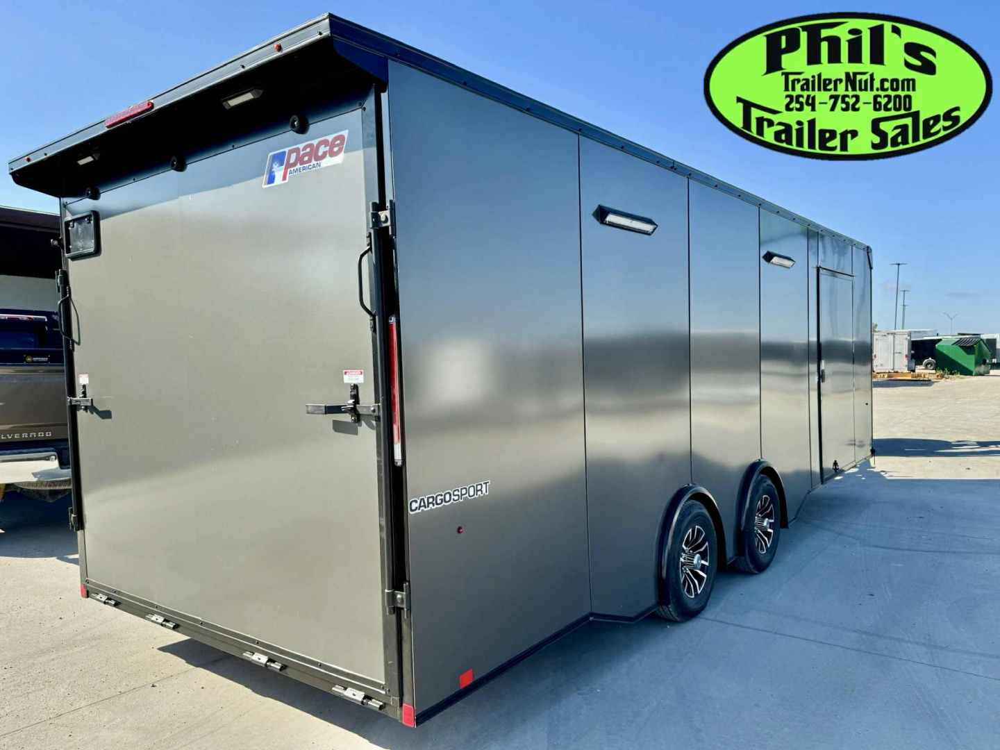 New 2025 Pace American 8.5 X24 CARGO SPORT Car / Racing Trailer ESCAPE DOOR SPREAD AXLES UPGRADED .080 EXTERIOR