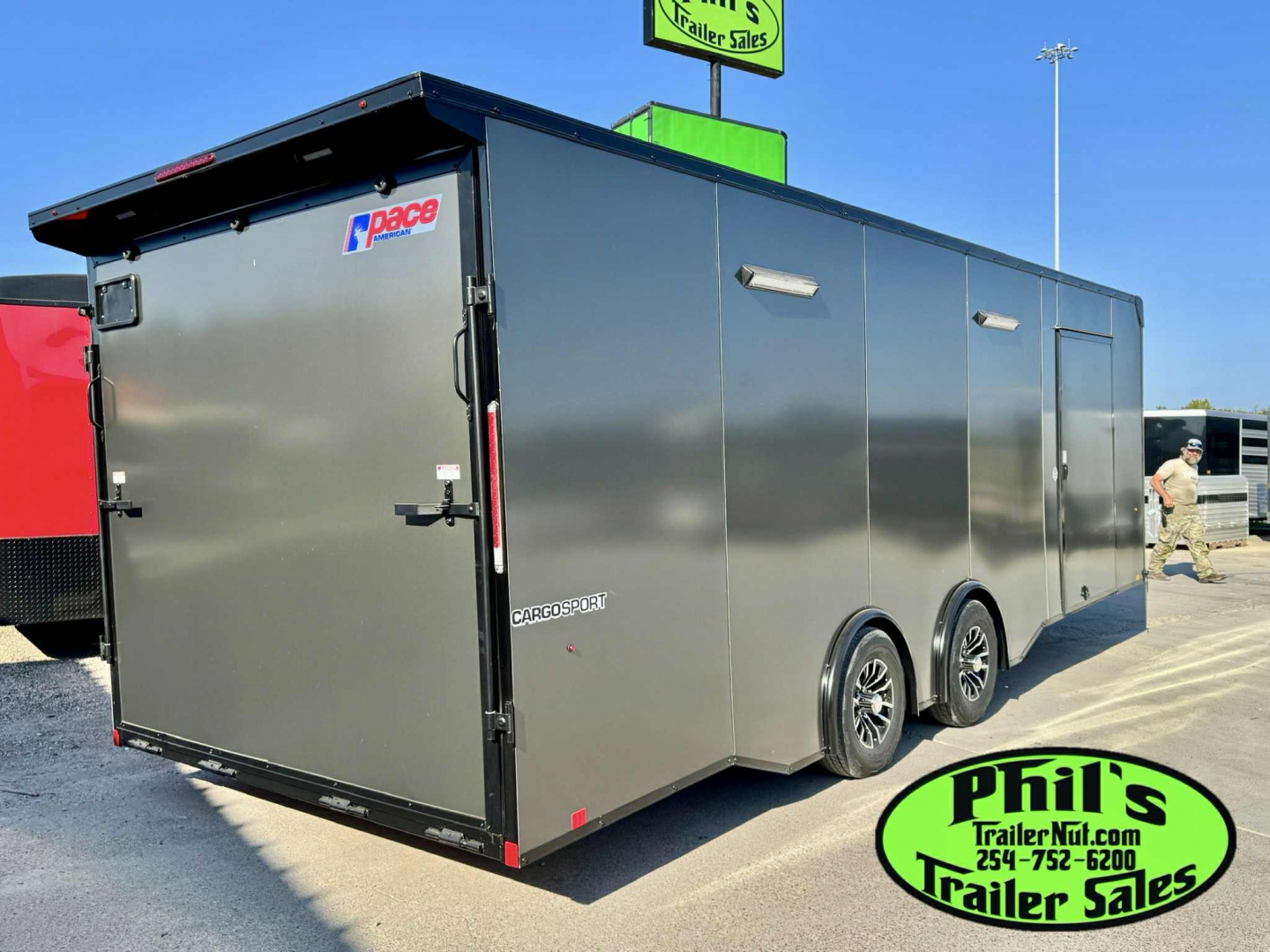 New 2025 Pace American 8.5 X24 CARGO SPORT Car / Racing Trailer ESCAPE DOOR SPREAD AXLES UPGRADED .080 EXTERIOR