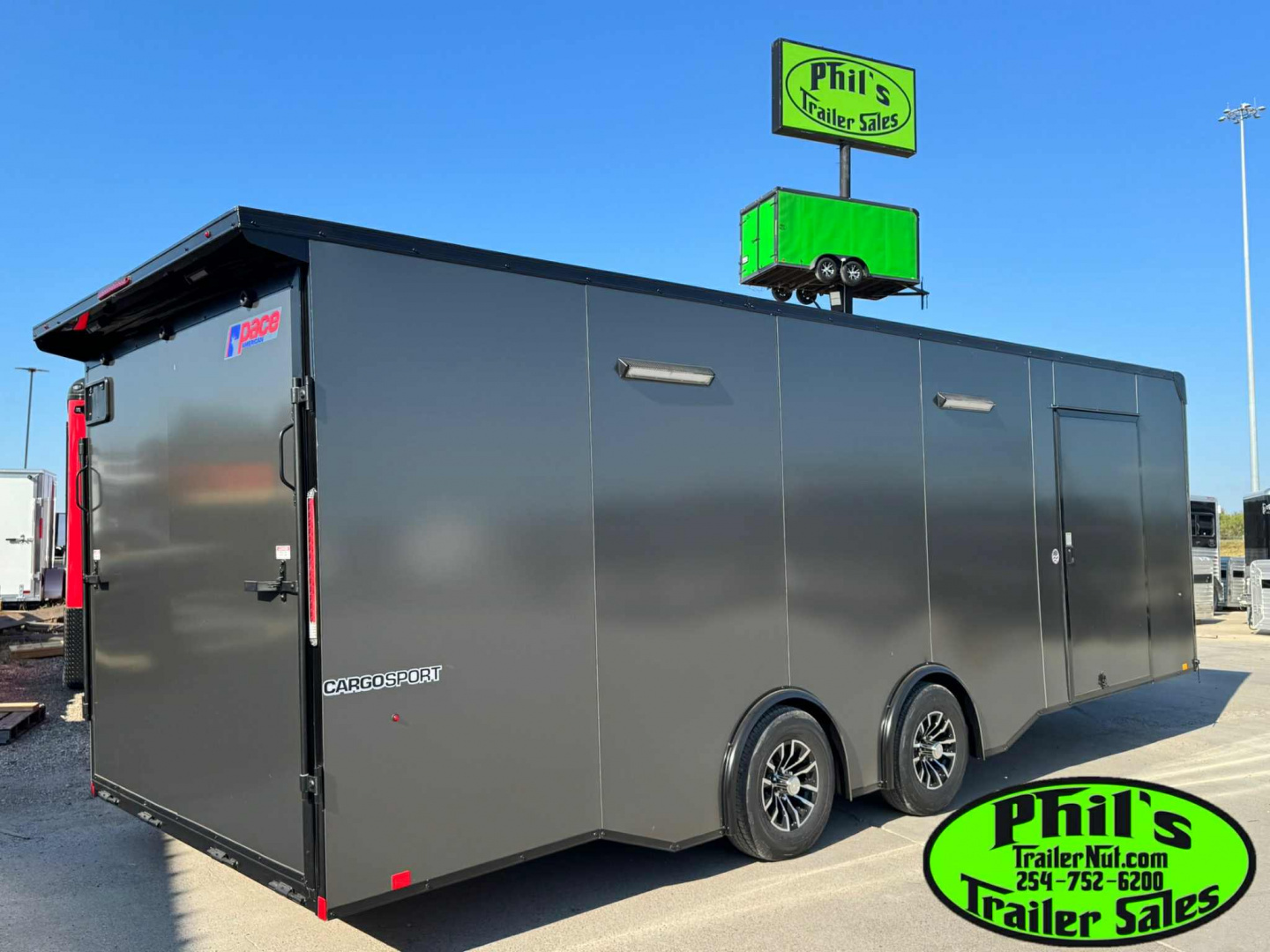 New 2025 Pace American 8.5 X24 CARGO SPORT Car / Racing Trailer ESCAPE DOOR SPREAD AXLES UPGRADED .080 EXTERIOR