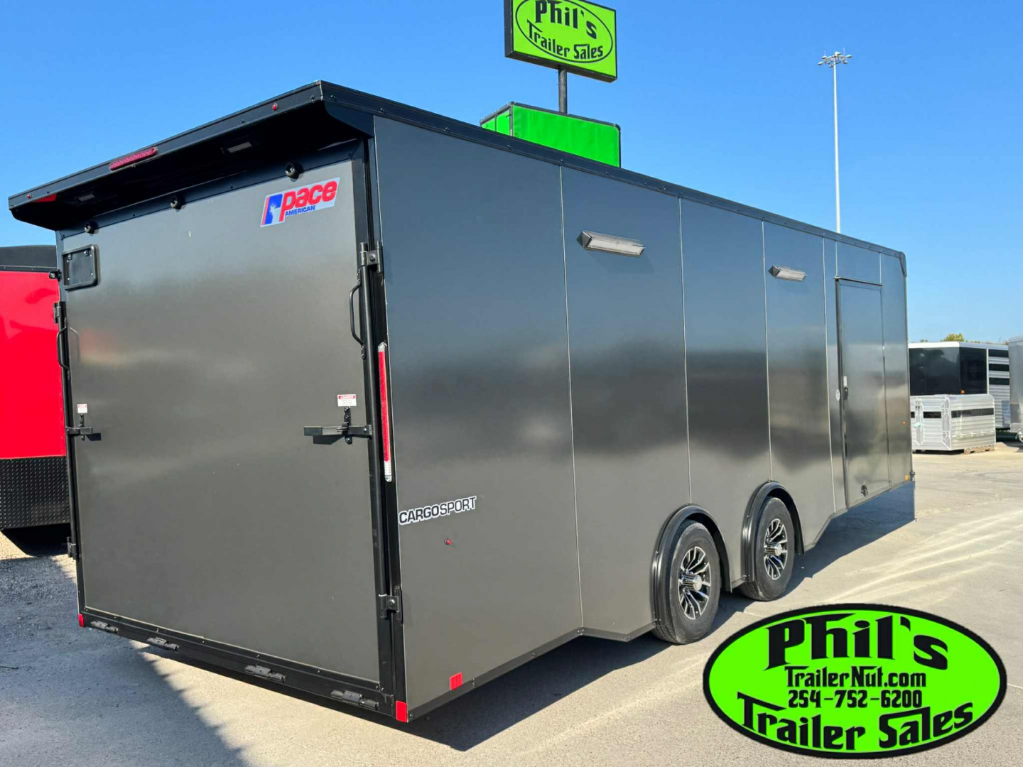 New 2025 Pace American 8.5 X24 CARGO SPORT Car / Racing Trailer ESCAPE DOOR SPREAD AXLES UPGRADED .080 EXTERIOR