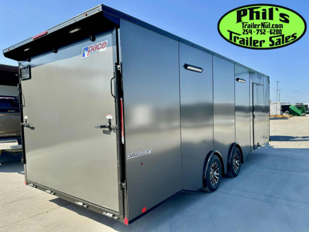 New 2025 Pace American 8.5 X24 CARGO SPORT Car / Racing Trailer ESCAPE DOOR SPREAD AXLES UPGRADED .080 EXTERIOR
