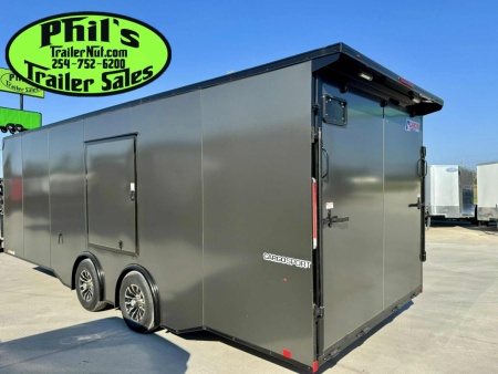 New 2025 Pace American 8.5 X24 CARGO SPORT Car / Racing Trailer ESCAPE DOOR SPREAD AXLES UPGRADED .080 EXTERIOR