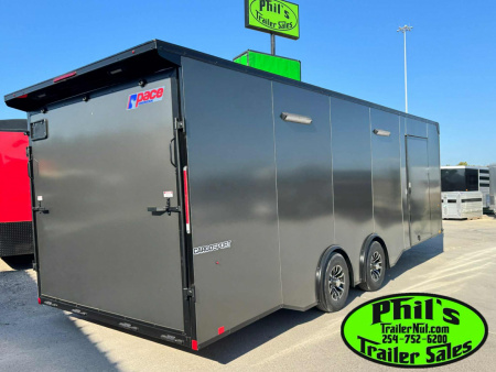 New 2025 Pace American 8.5 X24 CARGO SPORT Car / Racing Trailer ESCAPE DOOR SPREAD AXLES UPGRADED .080 EXTERIOR
