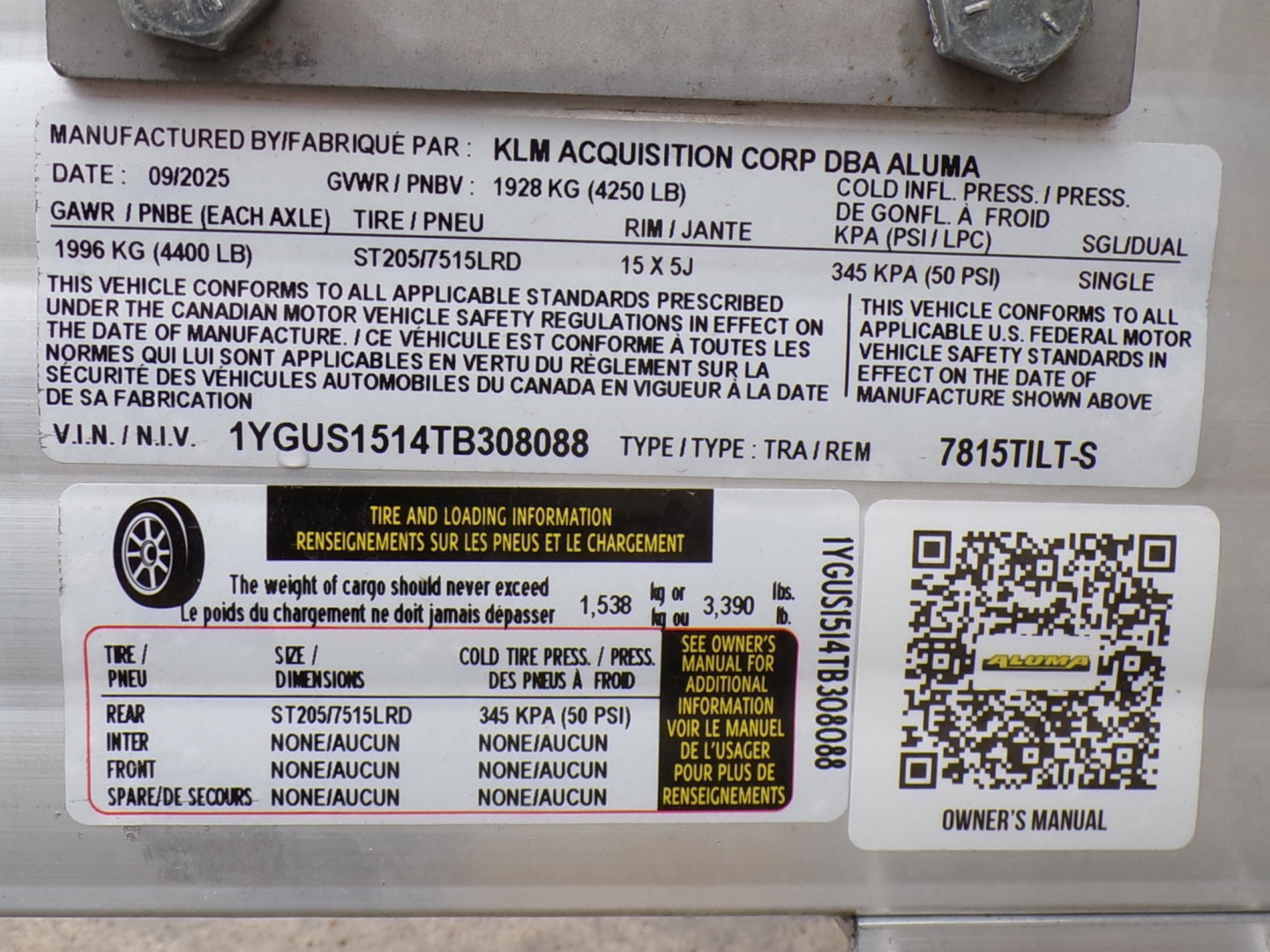 New 2026 Aluma 7815 Tilt - S Tilt Trailer - 088