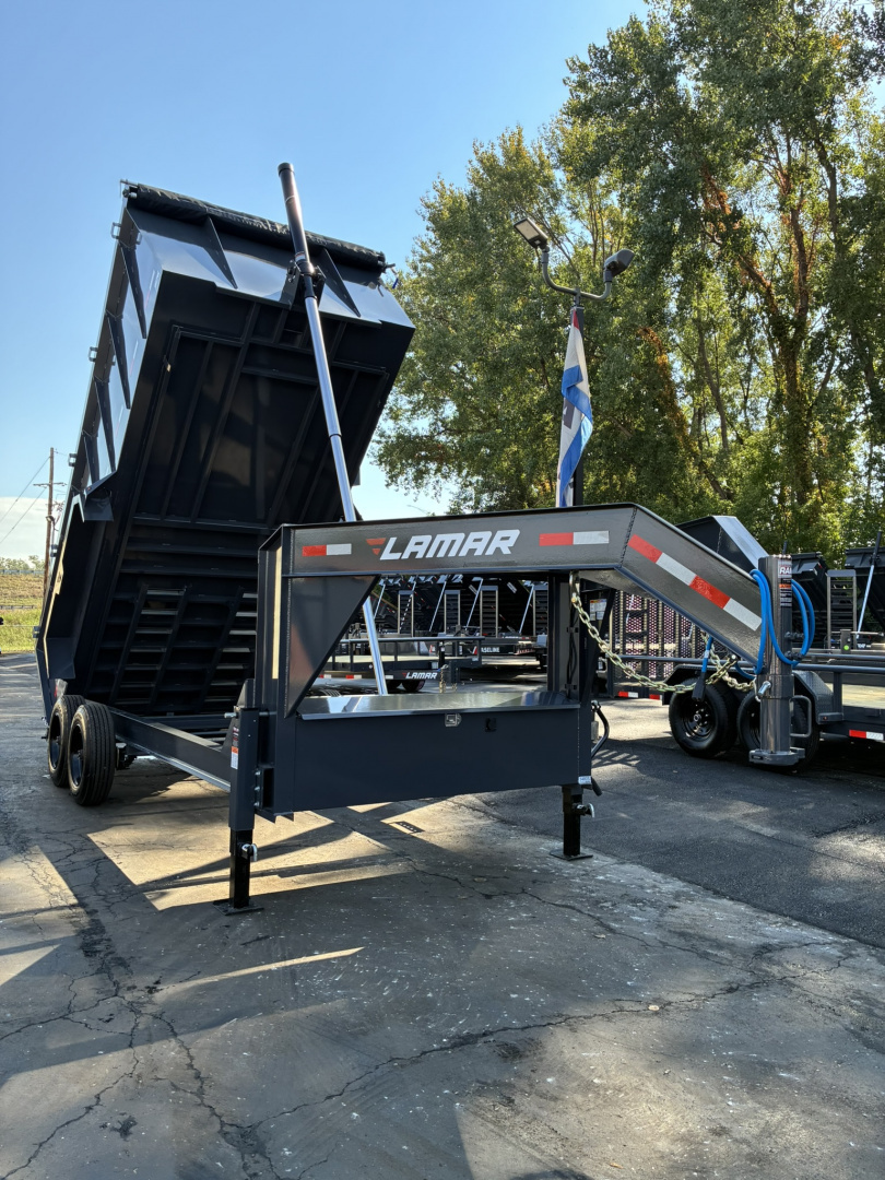 New 2026 Lamar Trailers 83"X16'-14K Gooseneck Telescopic Dump Trailer