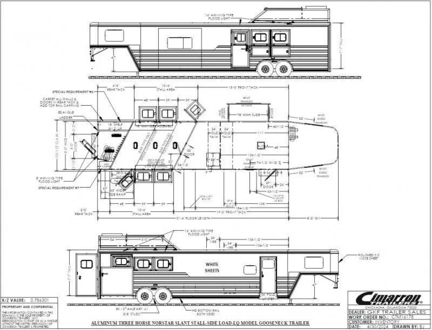 New 2025 Cimarron 3 Horse Side Load with 14'9" Living Quarter by Outlaw Conversions