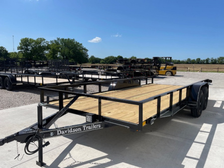 New 2026 DAVIDSON 83X18 TANDEM 3500lb AXLES, ANGLE TOP UTILITY W 1 BRAKE, SLIDE OUT RAMPS , WRAPPED TONGUE