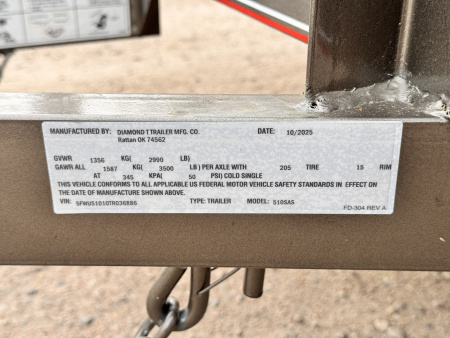 New 2026 Diamond T 5-10 Ramp Gate Utility 3K GVWR