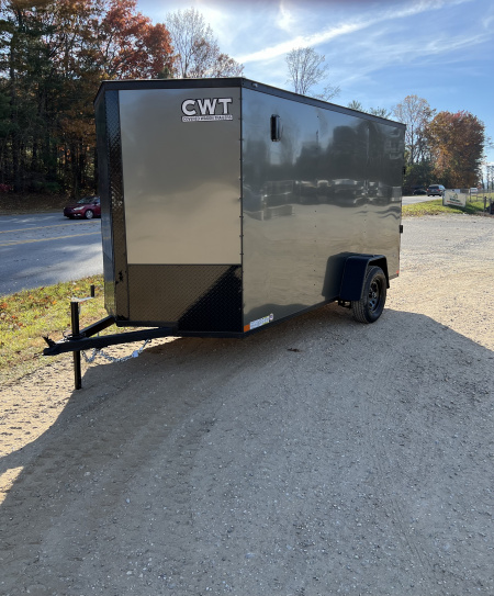 New 2026 Covered Wagon Trailers 6X12SA Cargo / Enclosed Trailer / .030 CHARCOAL GRAY ALUMINUM / RAMP REAR DOOR / 36  SIDE DOOR / BLACK OUT PACKAGE