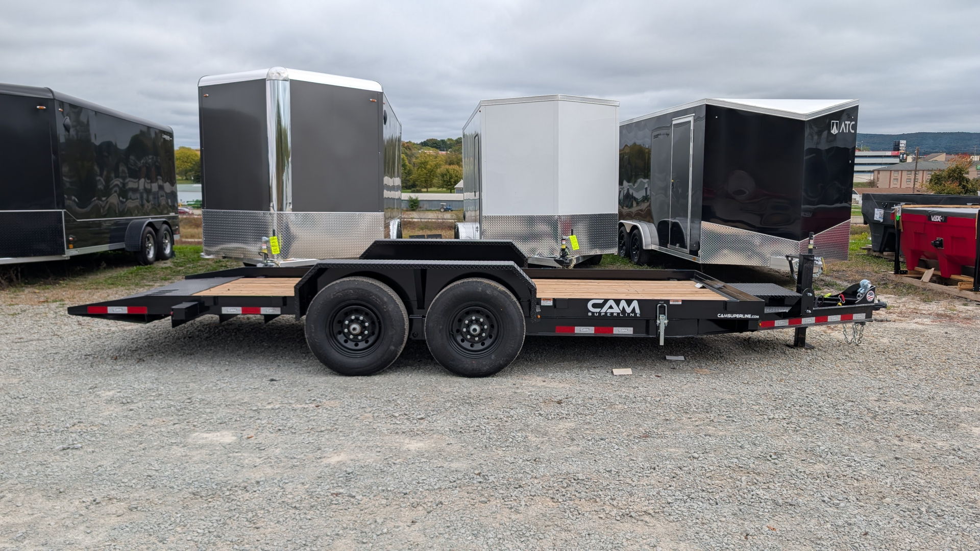 New 2025 CAM Superline 18' Lo Pro Full Tilt Equipment Trailer (7K AXLES)