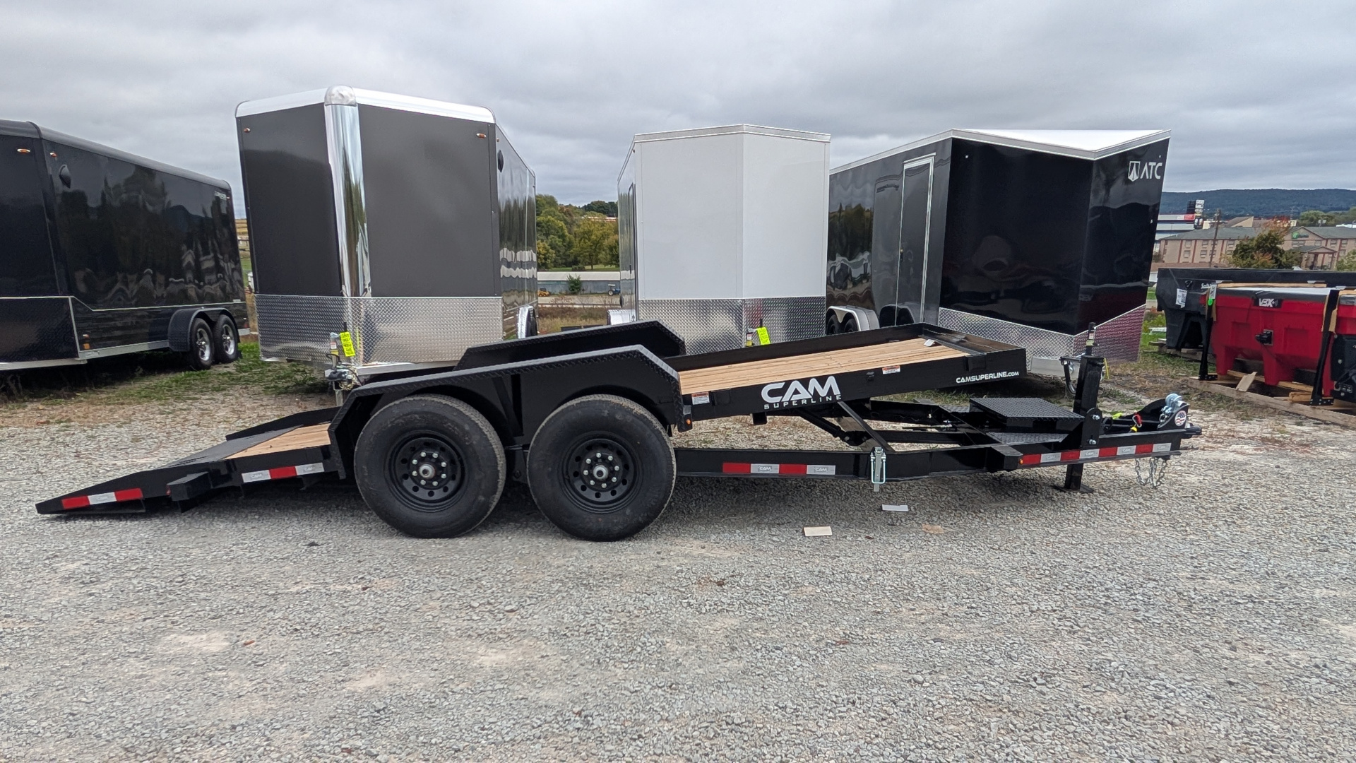 New 2025 CAM Superline 18' Lo Pro Full Tilt Equipment Trailer (7K AXLES)