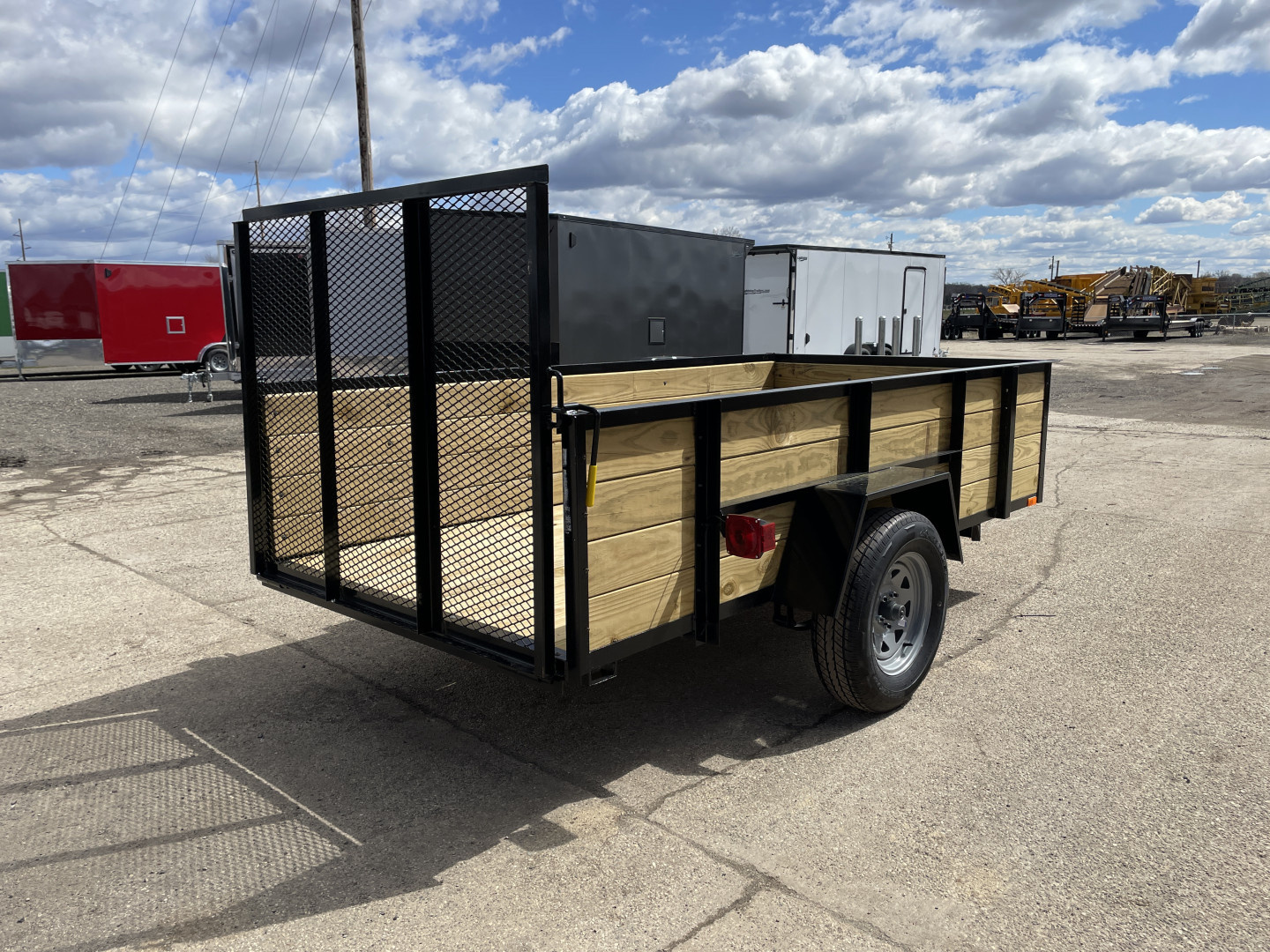 New 2026 AMO 5x10 Woodside 3K w/LED Lights & Spring Assist Fold-In Gate Landscape Trailer
