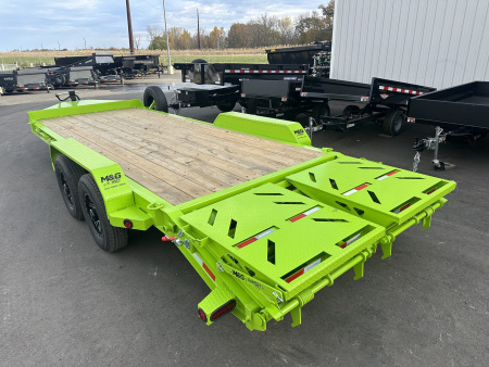 New EWB 83X20 (17+3) 14K EQUIPMENT TRAILER W/ JUMBO RAMPS - NEON GREEN