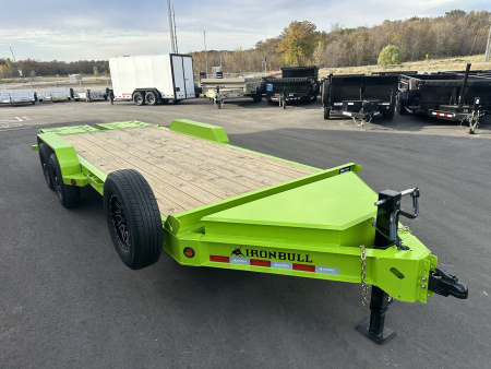 New EWB 83X20 (17+3) 14K EQUIPMENT TRAILER W/ JUMBO RAMPS - NEON GREEN