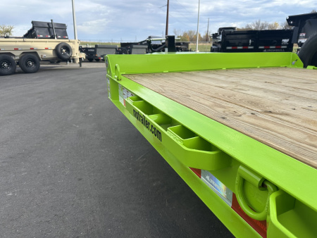 New EWB 83X20 (17+3) 14K EQUIPMENT TRAILER W/ JUMBO RAMPS - NEON GREEN