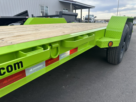 New EWB 83X20 (17+3) 14K EQUIPMENT TRAILER W/ JUMBO RAMPS - NEON GREEN