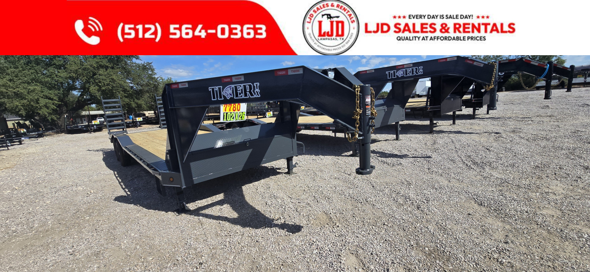 New 2026 Tiger - Gooseneck - Drive Over Fender - 102" X 26' - Equipment Trailer
