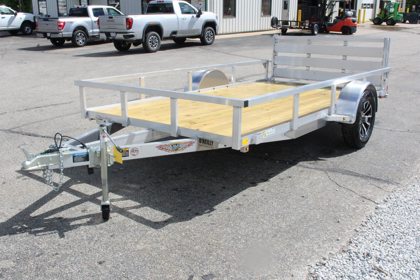 New 2026 H & H 6.4' x 12' Aluminum Utility Trailer - BiFold Ramp - 2990# GVW