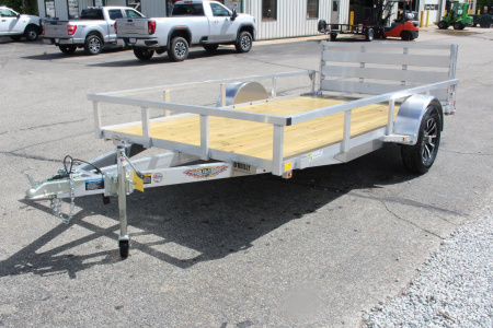 New 2026 H & H 6.4' x 12' Aluminum Utility Trailer - BiFold Ramp - 2990# GVW