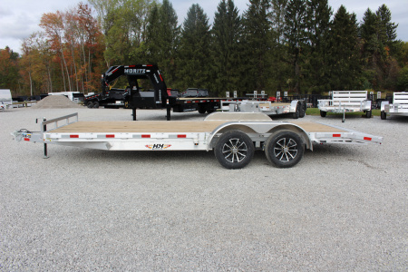 New 2026 H & H Trailer 7' x 20' Heavy Duty Aluminum Car Hauler - Slide In Ramps - 7000# GVW