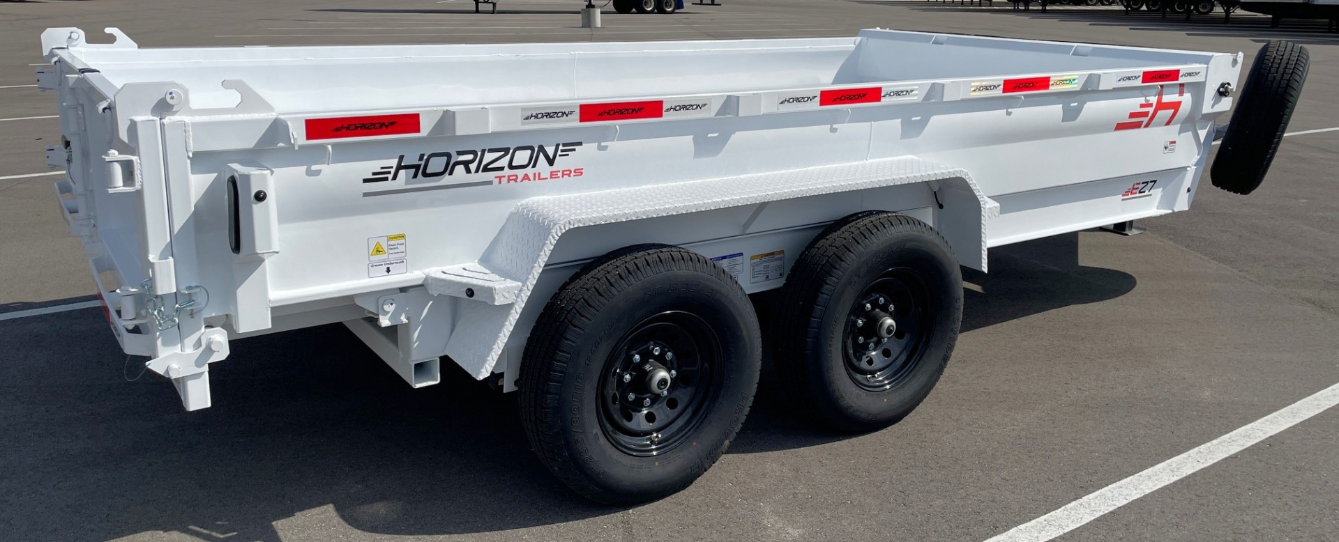 New Horizon 14'x 83" EZ7 WHITE Dump Trailer 14,000 GVWR, Spare, Ramps