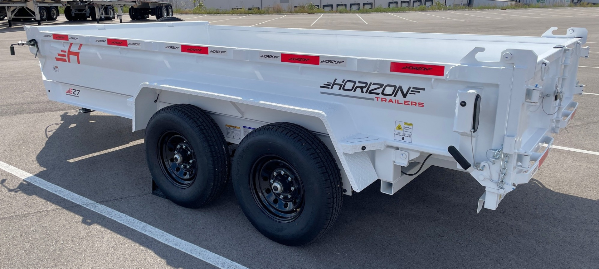 New Horizon 14'x 83" EZ7 WHITE Dump Trailer 14,000 GVWR, Spare, Ramps