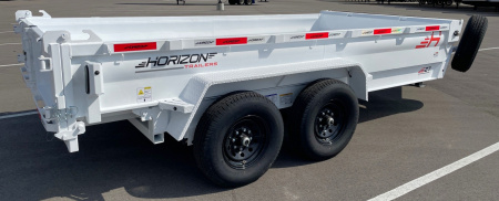 New Horizon 14'x 83" EZ7 WHITE Dump Trailer 14,000 GVWR, Spare, Ramps