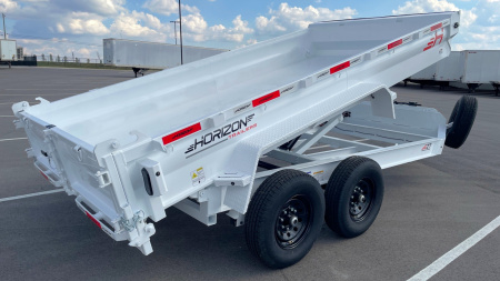 New Horizon 14'x 83" EZ7 WHITE Dump Trailer 14,000 GVWR, Spare, Ramps