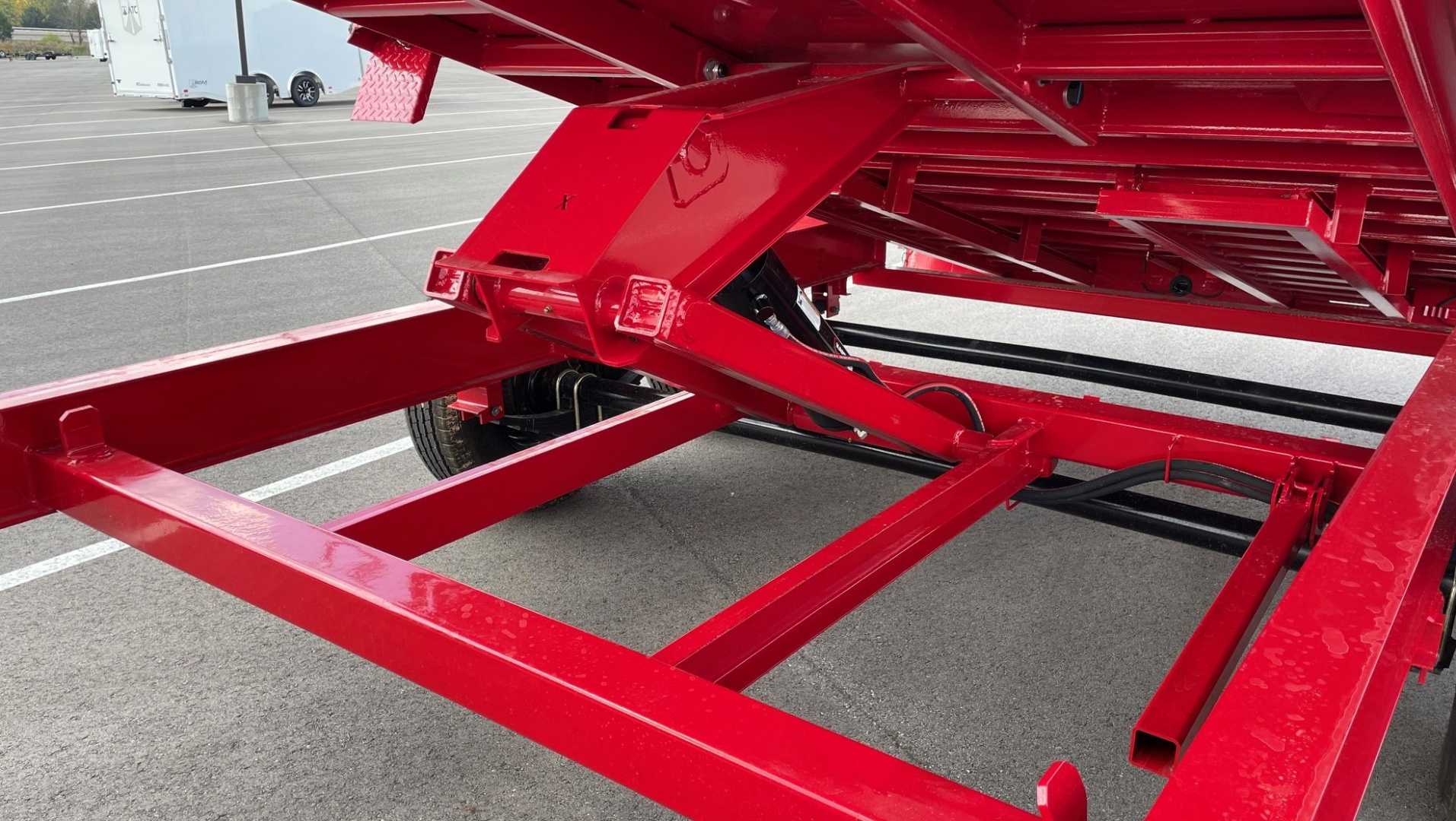 New Horizon 14'x 83" EZ7 RED Dump Trailer 14,000 GVWR, Spare, Ramps