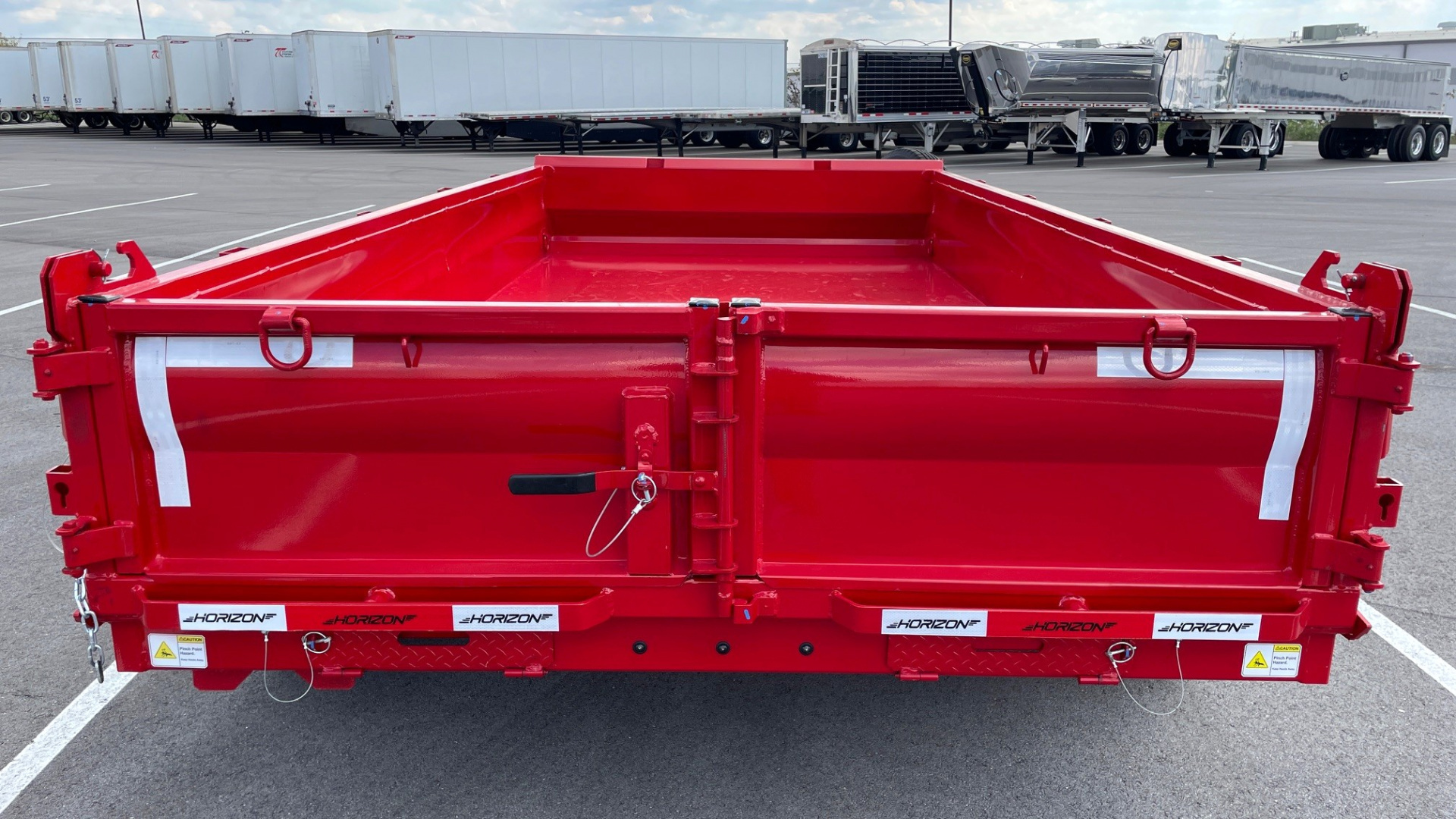 New Horizon 14'x 83" EZ7 RED Dump Trailer 14,000 GVWR, Spare, Ramps