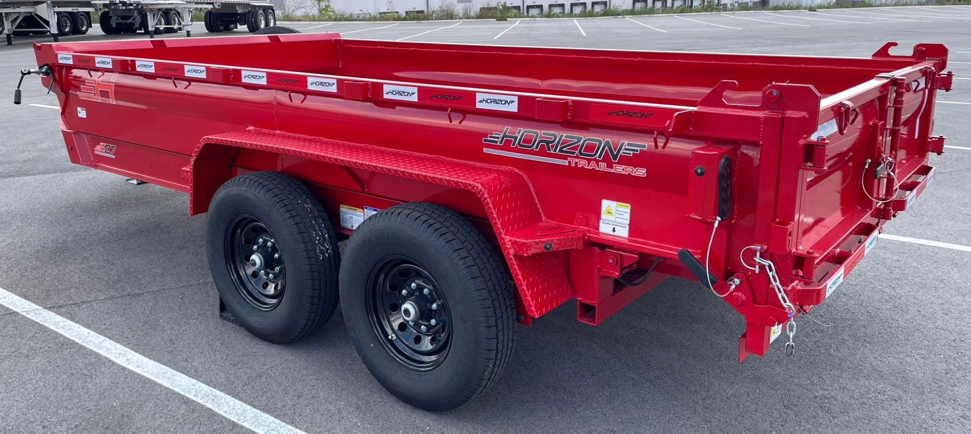 New Horizon 14'x 83" EZ7 RED Dump Trailer 14,000 GVWR, Spare, Ramps
