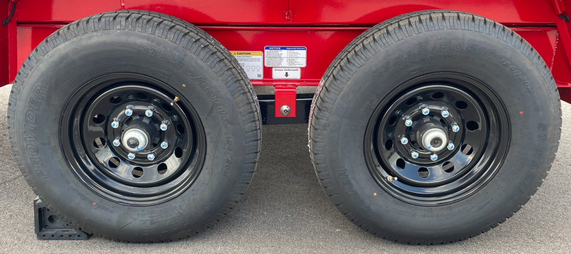 New Horizon 14'x 83" EZ7 RED Dump Trailer 14,000 GVWR, Spare, Ramps