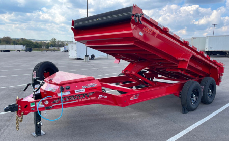 New Horizon 14'x 83  EZ7 RED Dump Trailer 14,000 GVWR, Spare, Ramps