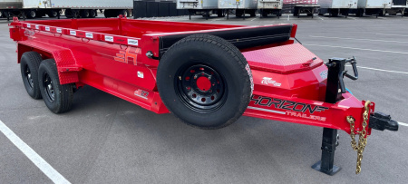 New Horizon 14'x 83" EZ7 RED Dump Trailer 14,000 GVWR, Spare, Ramps