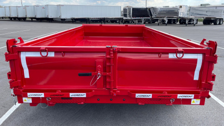 New Horizon 14'x 83" EZ7 RED Dump Trailer 14,000 GVWR, Spare, Ramps