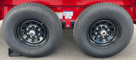 New Horizon 14'x 83" EZ7 RED Dump Trailer 14,000 GVWR, Spare, Ramps