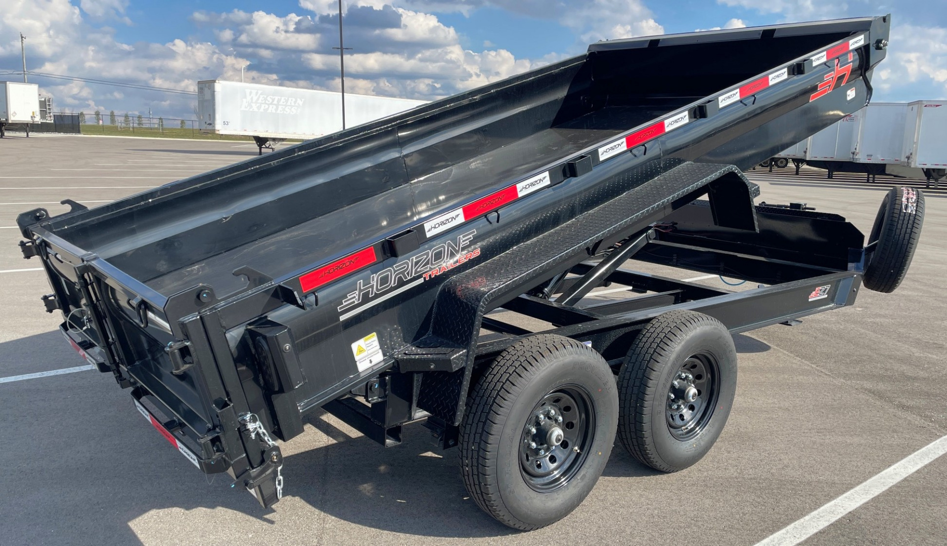 New Horizon 14'x 83" EZ7 BLACK Dump Trailer 14,000 GVWR, Spare, Ramps