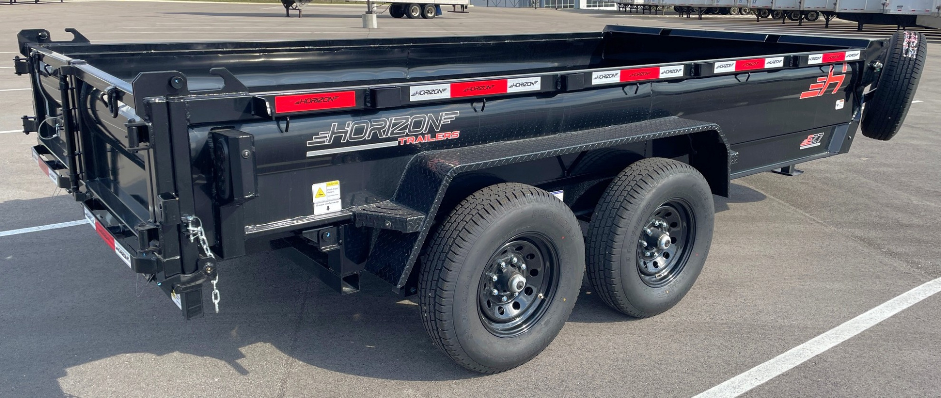 New Horizon 14'x 83" EZ7 BLACK Dump Trailer 14,000 GVWR, Spare, Ramps