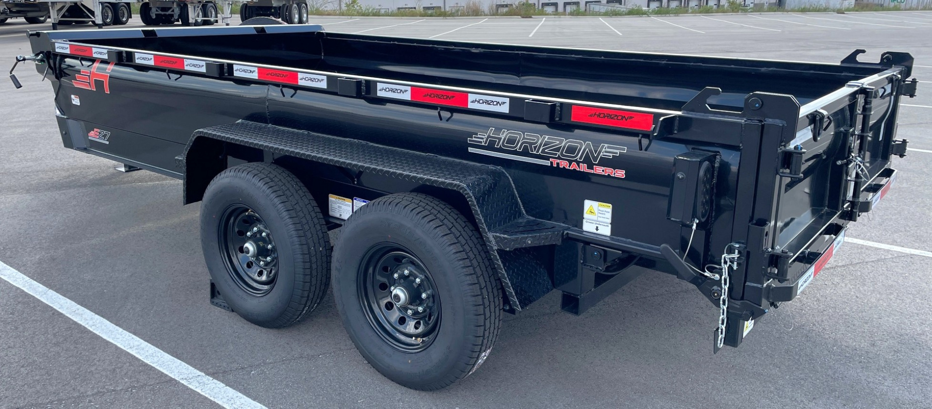 New Horizon 14'x 83" EZ7 BLACK Dump Trailer 14,000 GVWR, Spare, Ramps