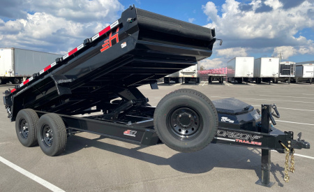 New Horizon 14'x 83" EZ7 BLACK Dump Trailer 14,000 GVWR, Spare, Ramps