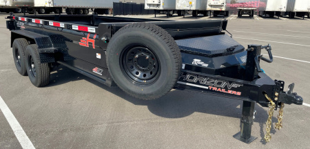 New Horizon 14'x 83" EZ7 BLACK Dump Trailer 14,000 GVWR, Spare, Ramps