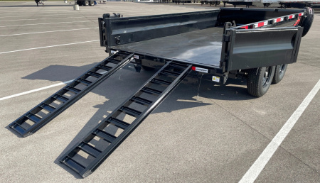 New Horizon 14'x 83" EZ7 BLACK Dump Trailer 14,000 GVWR, Spare, Ramps