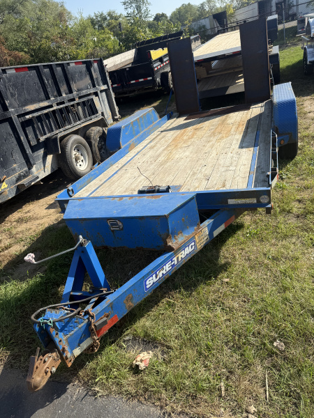 Used 2015 Sure-Trac 7X14 Utility trailer w/ stand up ramps, wood deck Utility Trailer