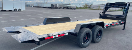 New Horizon HET 24'x 82" Gooseneck Gravity Tilt Equipment Trailer 22,400 GVWR